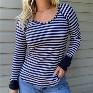 lululemon athletica Black and White Striped Long Sleeve Tee